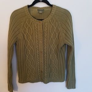 Green Knit Cardigan Button Front Sweater Medium